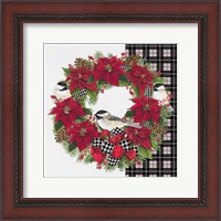 Framed Chickadee Christmas Red V Wreath