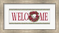 Framed Chickadee Christmas Red - Welcome