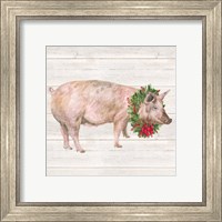 Framed 'Christmas on the Farm IV Pig' border=