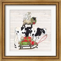 Framed 'Christmas on the Farm VII Trio Facing right' border=