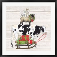 Framed Christmas on the Farm VII Trio Facing right