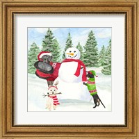Framed Dog Days of Christmas I Building Snowman