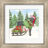 Framed Dog Days of Christmas II Sled with Gifts