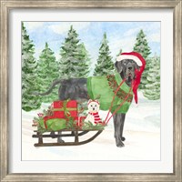 Framed Dog Days of Christmas II Sled with Gifts