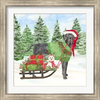 Framed 'Dog Days of Christmas II Sled with Gifts' border=