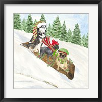 Framed Dog Days of Christmas III Sledding