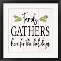 Framed 'Peaceful Christmas I Family Gathers black text' border=