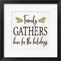 Framed 'Peaceful Christmas I Family Gathers black text' border=