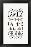 Framed Peaceful Christmas - Family Gathers vert black text