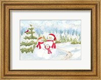 Framed Snowman Wonderland - Family Scene