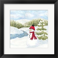 Framed Snowman Wonderland III Stream Scene