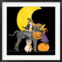 Framed Fright Night Friends II Dog with Pumpkin