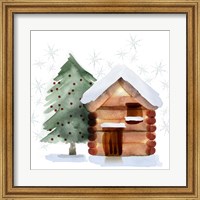 Framed Christmas Hinterland IV Tree & Cabin