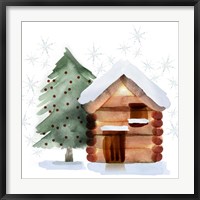 Framed Christmas Hinterland IV Tree & Cabin