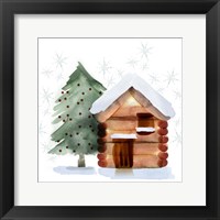 Framed Christmas Hinterland IV Tree & Cabin