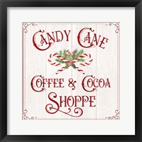 Framed 'Vintage Christmas Signs I-Candy Cane Coffee' border=