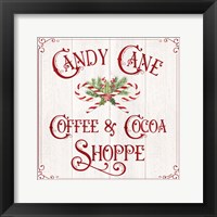 Framed 'Vintage Christmas Signs I-Candy Cane Coffee' border=