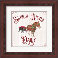 Framed 'Vintage Christmas Signs V-Sleigh Rides' border=