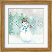 Framed 'Let it Snow Blue Snowman I' border=