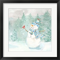 Framed 'Let it Snow Blue Snowman II' border=