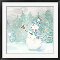 Framed Let it Snow Blue Snowman II