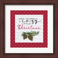 Framed Cozy Christmas Dots I Pine cones