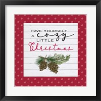 Framed 'Cozy Christmas Dots I Pine cones' border=