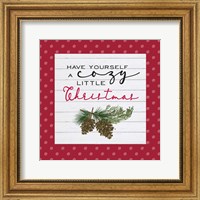 Framed Cozy Christmas Dots I Pine cones