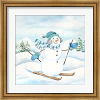 Framed Let it Snow Blue Snowman III