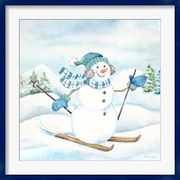 Framed Let it Snow Blue Snowman III