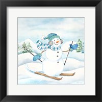 Framed 'Let it Snow Blue Snowman III' border=