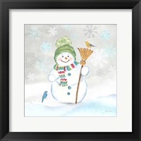 Framed 'Let it Snow Blue Snowman IV' border=