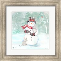 Framed 'Let it Snow Blue Snowman VI' border=