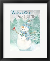 Framed Let it Snow Blue Snowman portrait