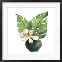 Tropical Leaves II on White Framed Print