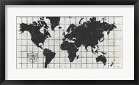 Framed Black Gild World Map I Crest