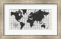 Framed Black Gild World Map I Crest