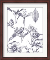 Framed Lithograph Florals II Blue