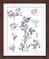 Framed Lithograph Florals I Blue