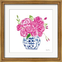 Framed Chinoiserie Roses on White II