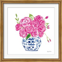 Framed Chinoiserie Roses on White II