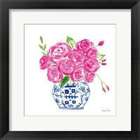 Framed Chinoiserie Roses on White II