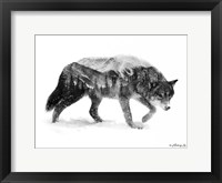 Framed Black & White Wolf