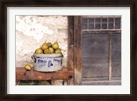 Framed Bushel and a Peck Crock of Pears