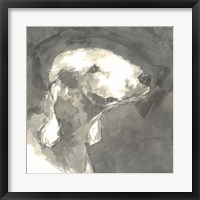 Framed Sepia Modern Dog I