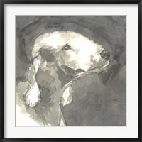 Framed Sepia Modern Dog I