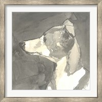 Framed Sepia Modern Dog VII