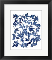 Framed Indigo Fallen Leaves I