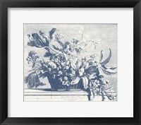 Framed Navy Basket of Flowers I