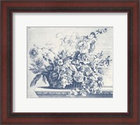 Framed Navy Basket of Flowers II